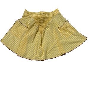 Vintage handmade Yellow gingham smocked half apron with pockets